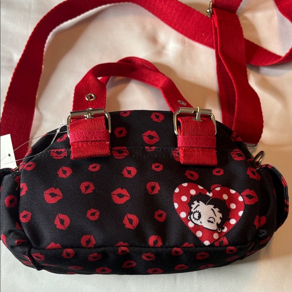 Handbags - Black and Red Kiss Print Women's Bag Betty Boop crossbody bag